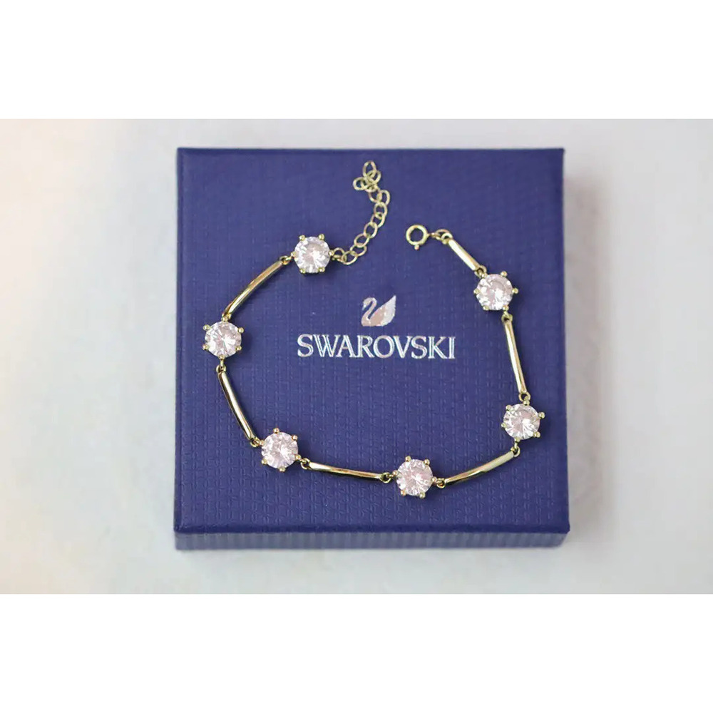 Swarovski six-prong solitaire crystal bamboo bracelet